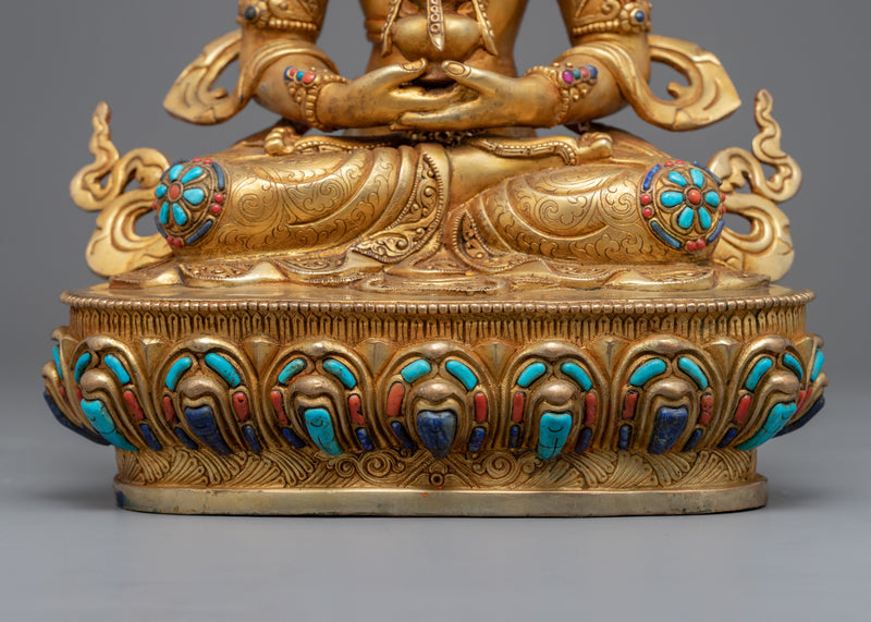 Amitayus Long Life Sutra  | Hand-Carved Celestial Buddha Statue For Practitioner