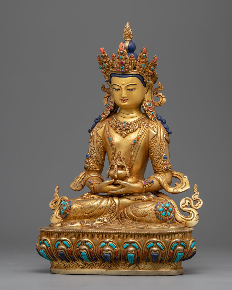 Amitayus Long Life Sutra  | Hand-Carved Celestial Buddha Statue For Practitioner