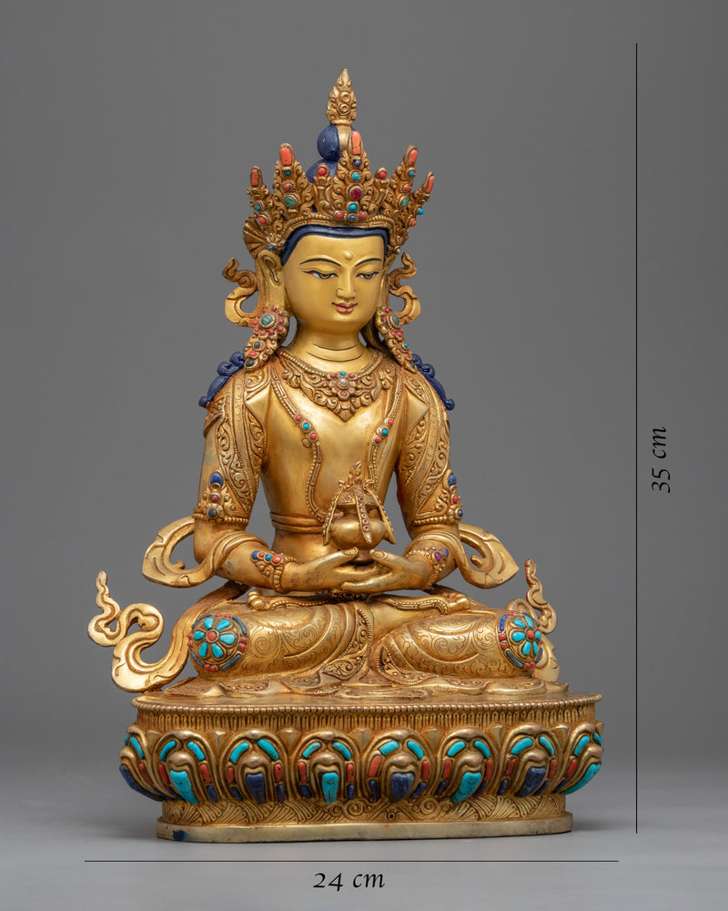 Amitayus Long Life Sutra  | Hand-Carved Celestial Buddha Statue For Practitioner