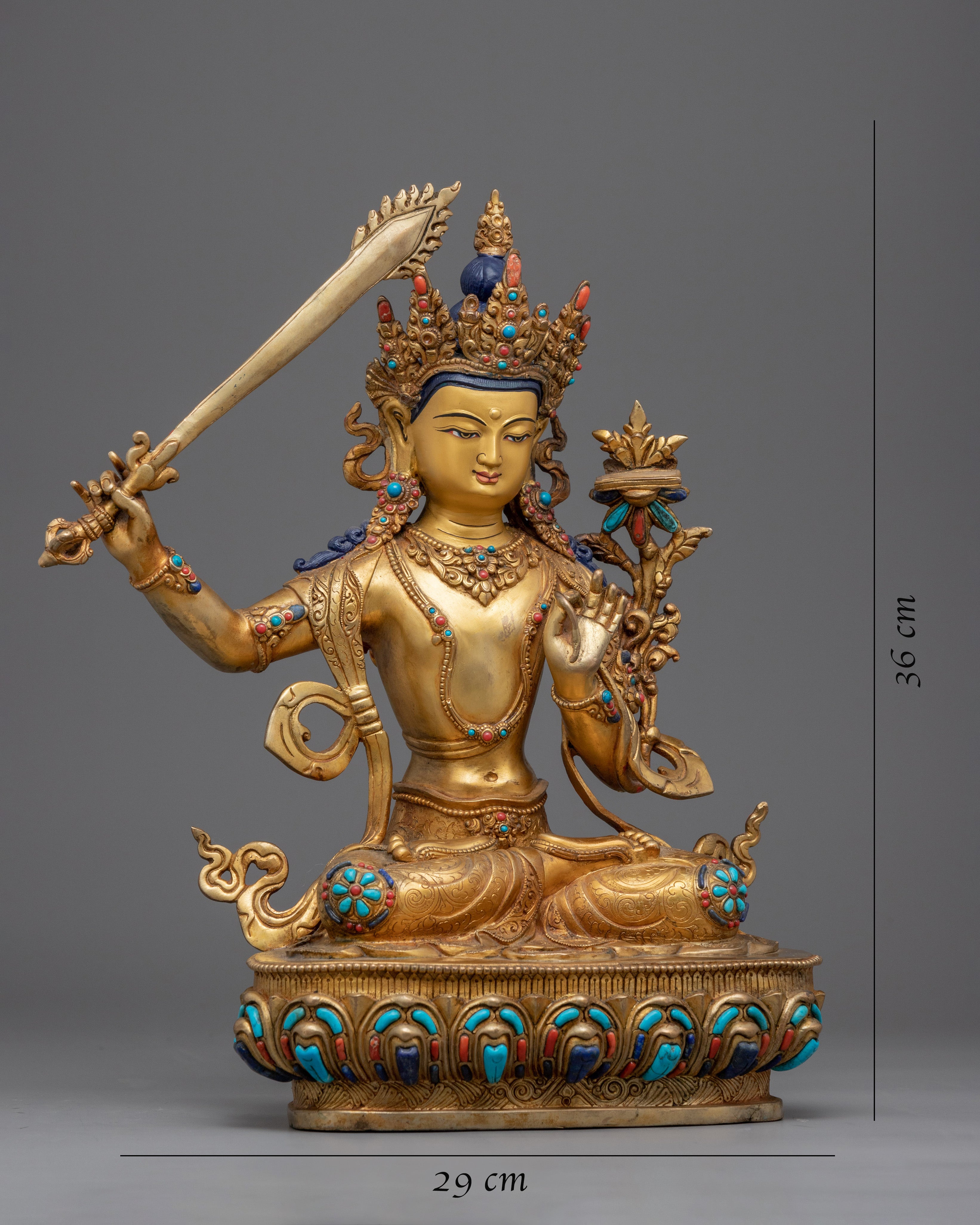 Genuine Gold Gilded Manjushri Bodhisattva of Wisdom | Himalayan Art for Meditation