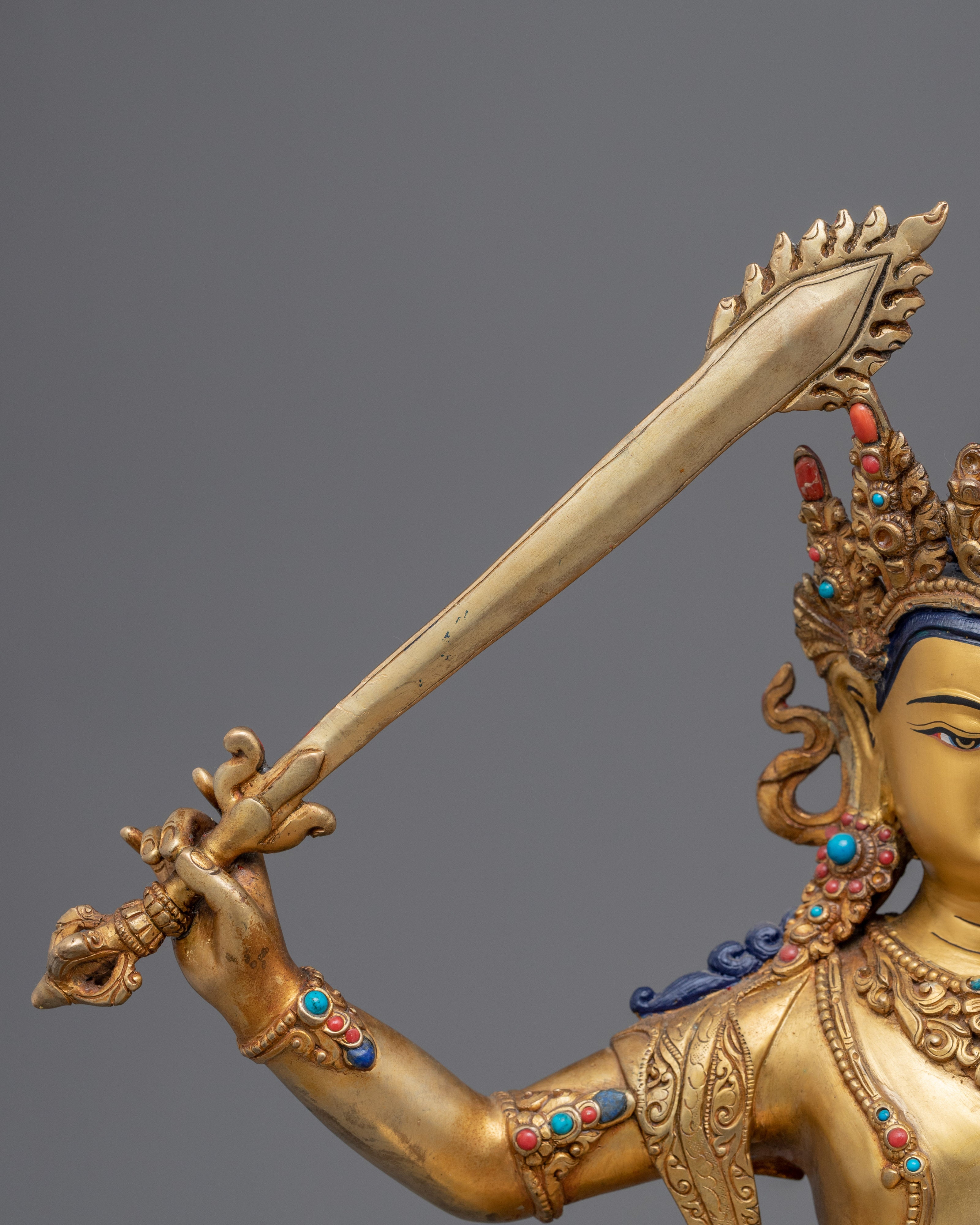Genuine Gold Gilded Manjushri Bodhisattva of Wisdom | Himalayan Art for Meditation