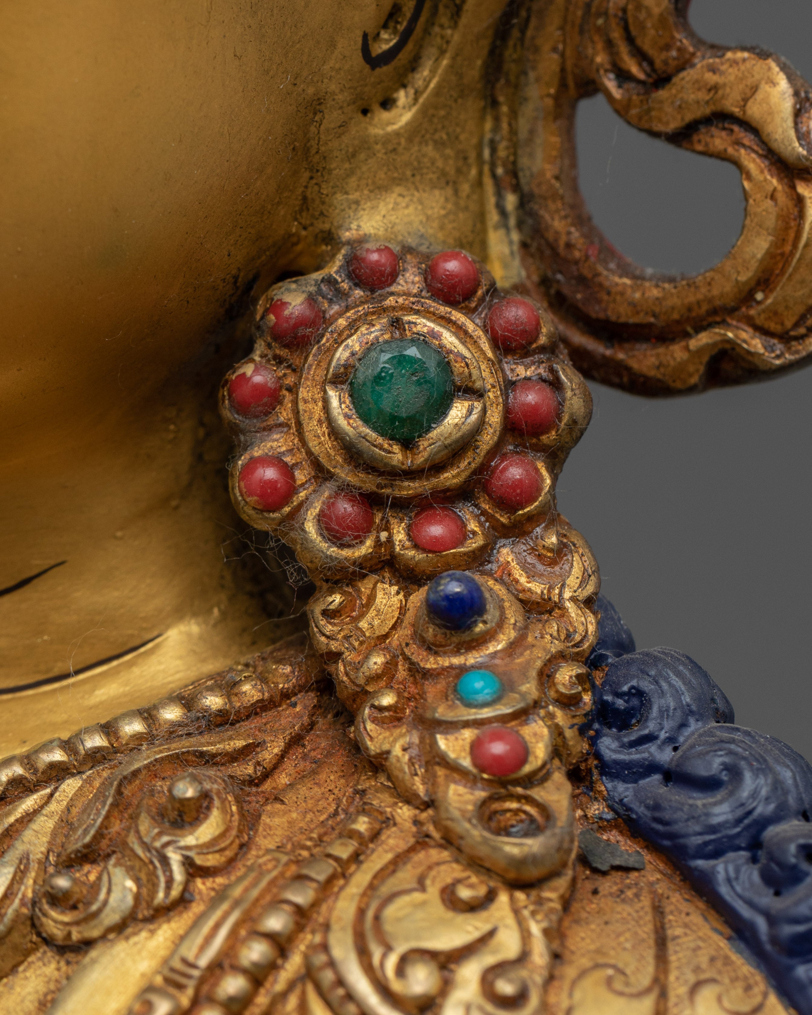 Gold Gilded Vajrasattva Statue for Meditation | Hand-Carved Bodhisattva Statue