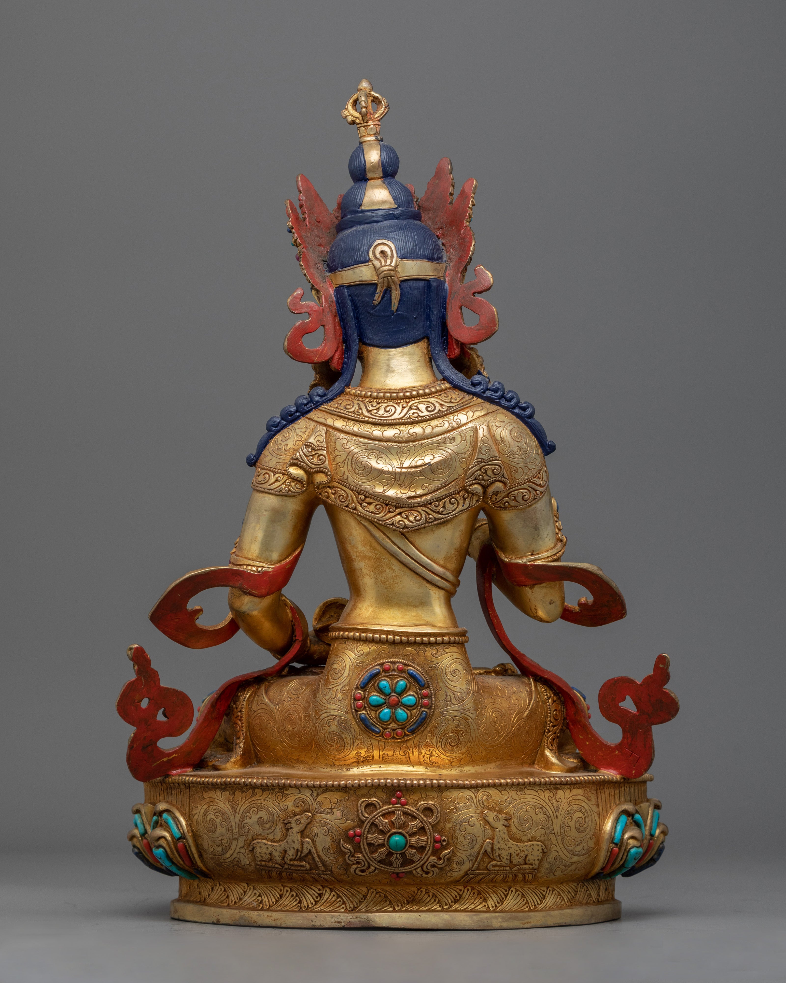 Gold Gilded Vajrasattva Statue for Meditation | Hand-Carved Bodhisattva Statue