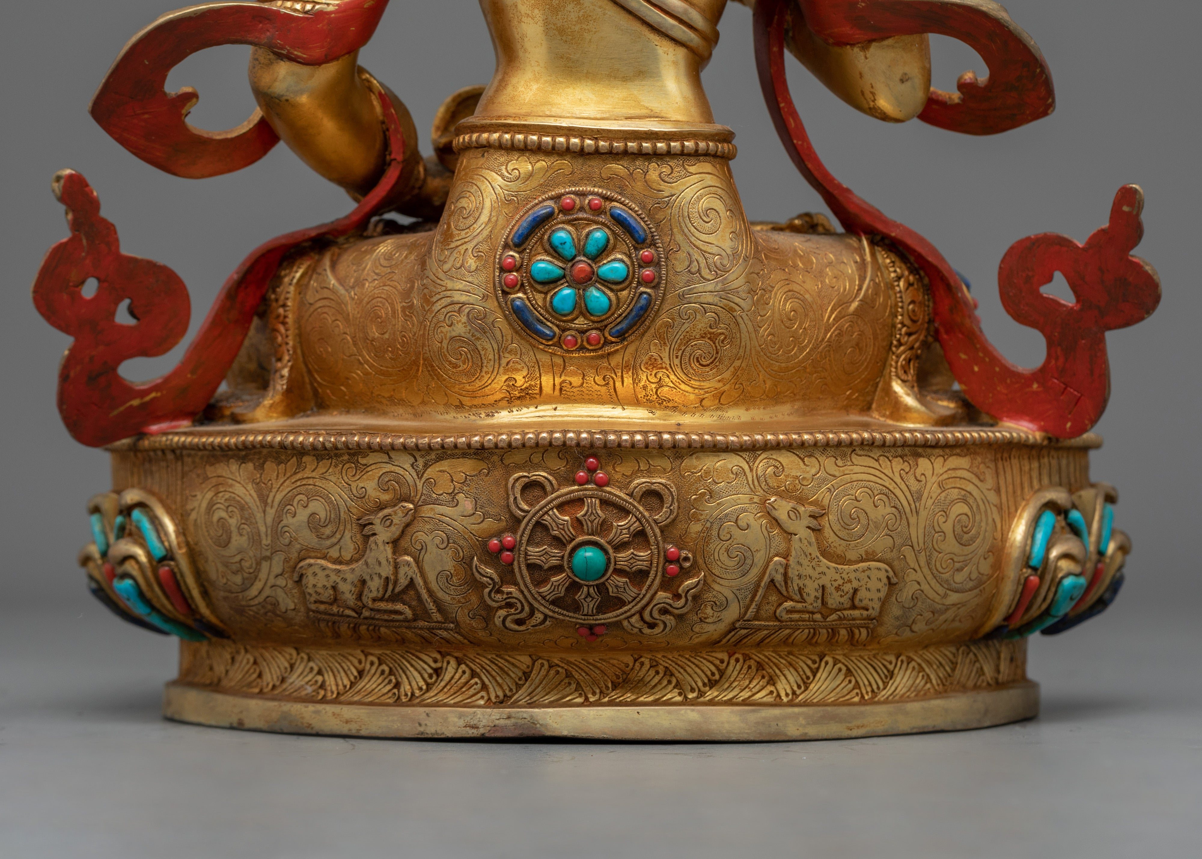 Gold Gilded Vajrasattva Statue for Meditation | Hand-Carved Bodhisattva Statue