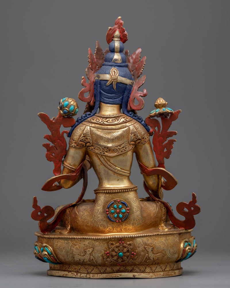 White Tara, Deity of Prosperity Sculpture | Hand-Carved Buddhist Statue