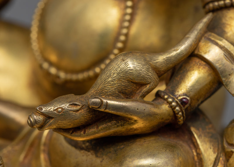 High Quality Gold-Gilded Dzambhala Statue | Traditional Handcrafted Buddhist Art