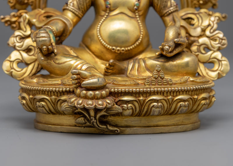 High Quality Gold-Gilded Dzambhala Statue | Traditional Handcrafted Buddhist Art