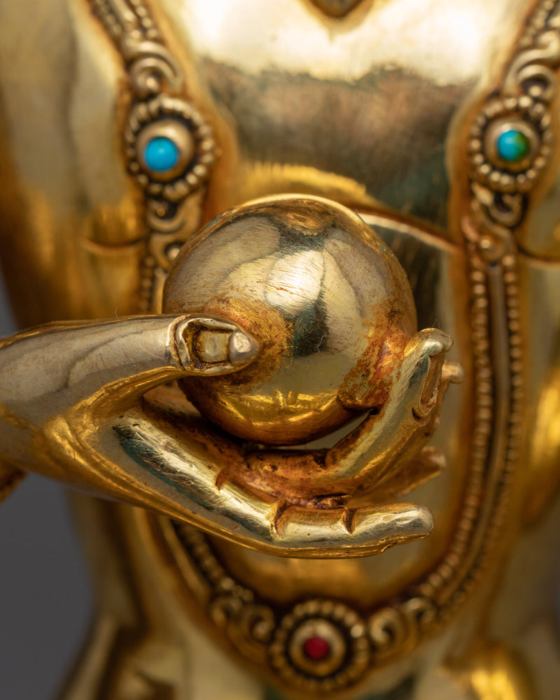 Masterly Kshitigarbha Bodhisattva Statue | Traditional Himalayan Gold Plated Art