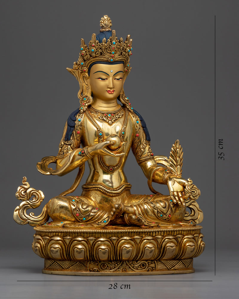 Masterly Kshitigarbha Bodhisattva Statue | Traditional Himalayan Gold Plated Art