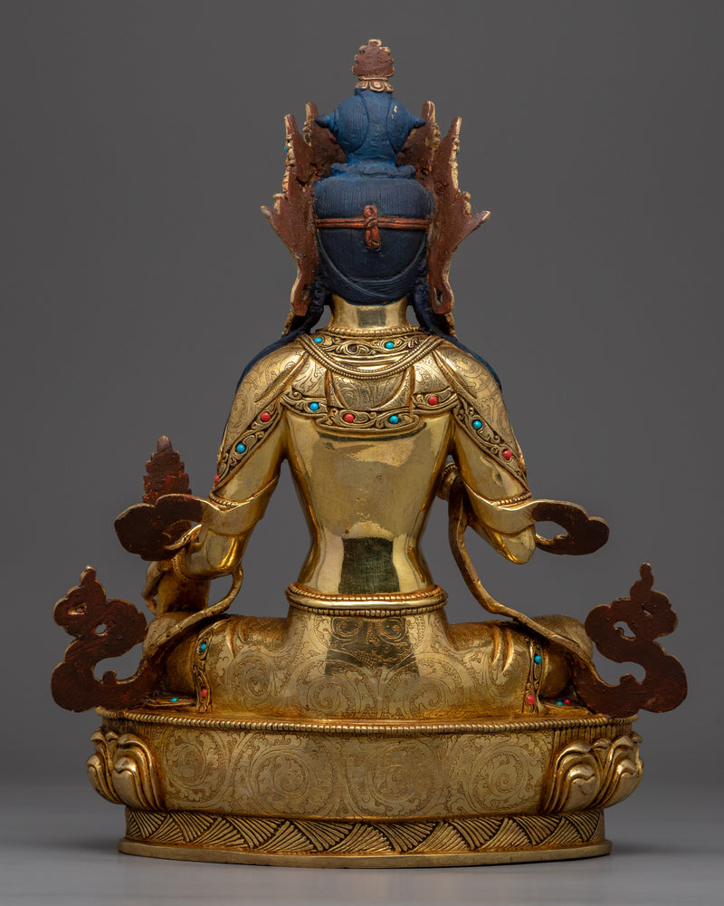 Masterly Kshitigarbha Bodhisattva Statue | Traditional Himalayan Gold Plated Art