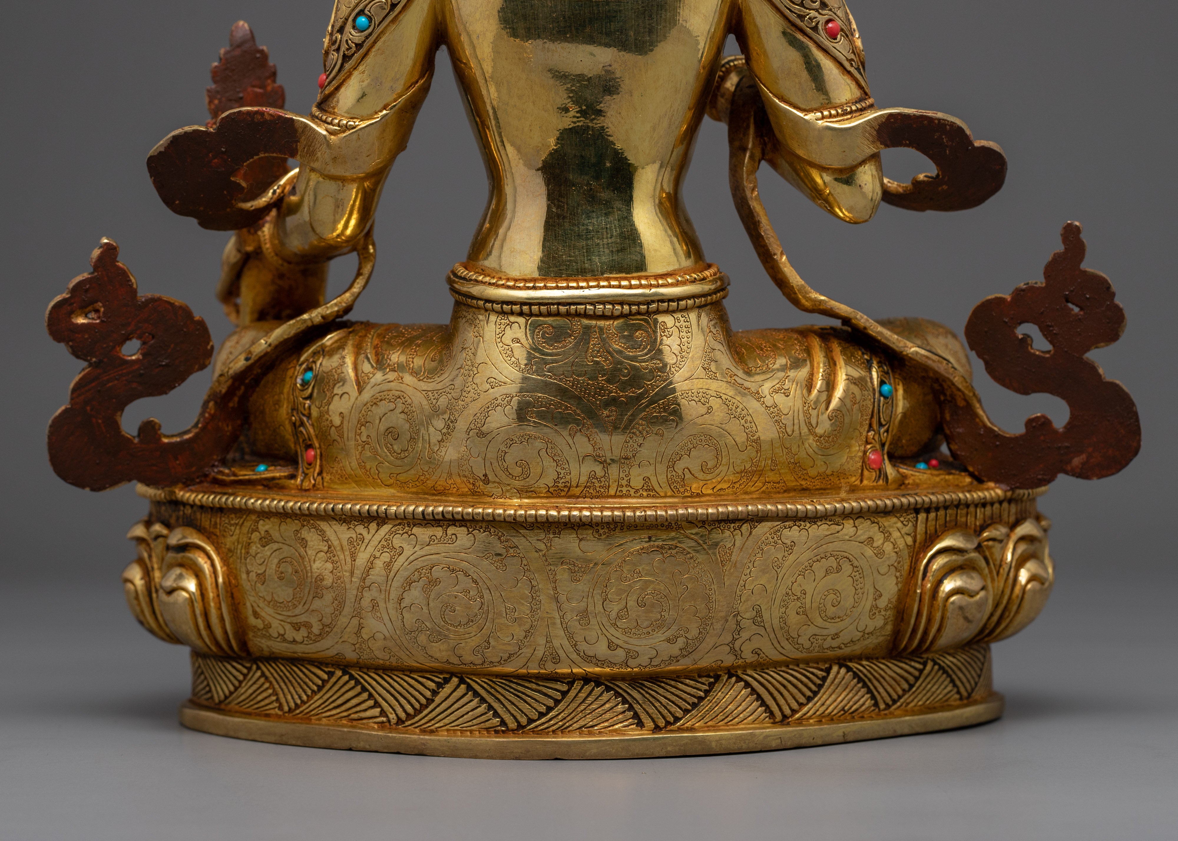 Masterly Kshitigarbha Bodhisattva Statue | Traditional Himalayan Gold Plated Art
