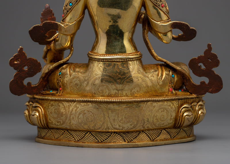 Masterly Kshitigarbha Bodhisattva Statue | Traditional Himalayan Gold Plated Art