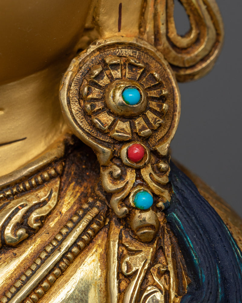 Masterly Kshitigarbha Bodhisattva Statue | Traditional Himalayan Gold Plated Art