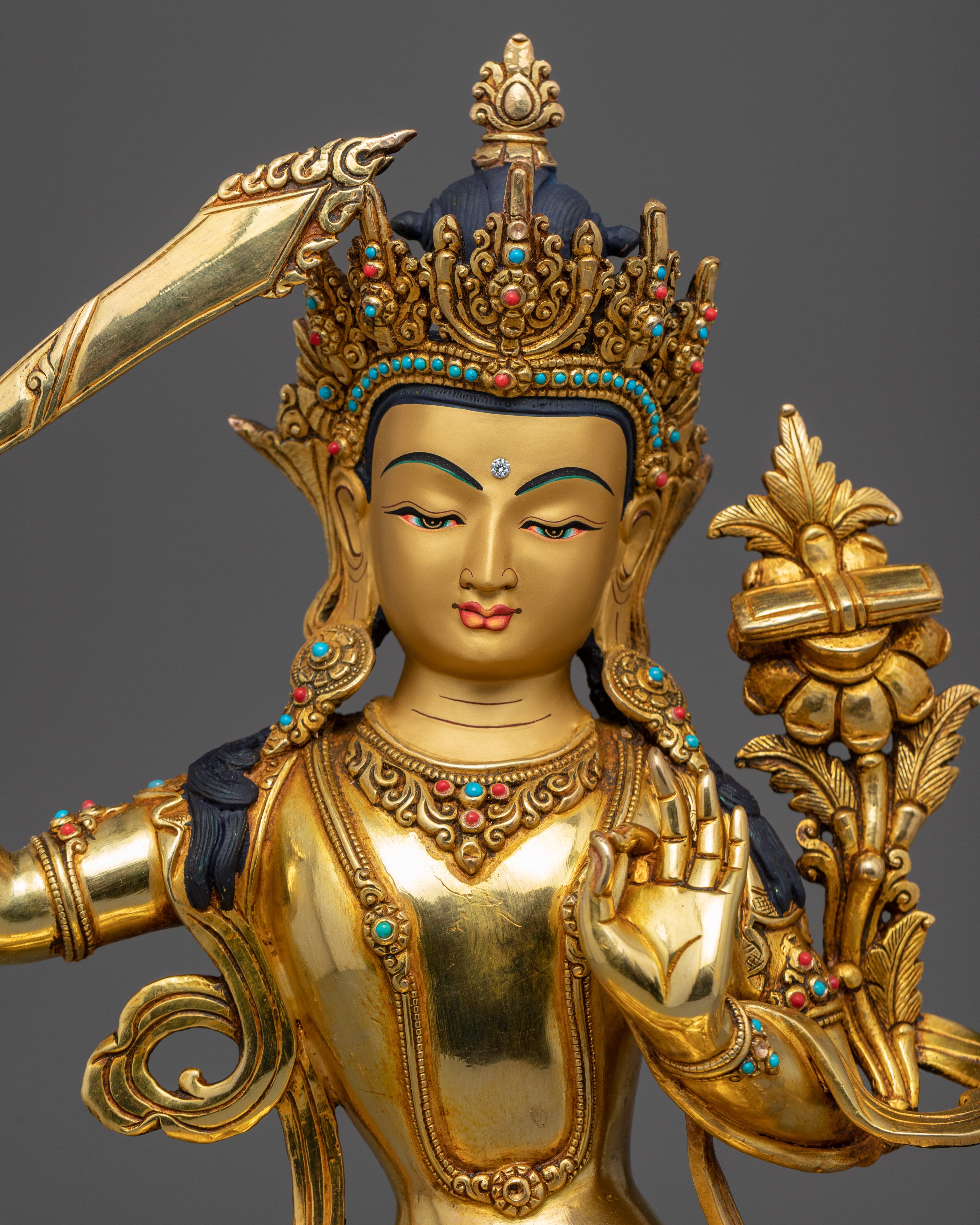 Tibetan Manjushri Bodhisattva Statue for Meditation | Himalayan Buddhist Art