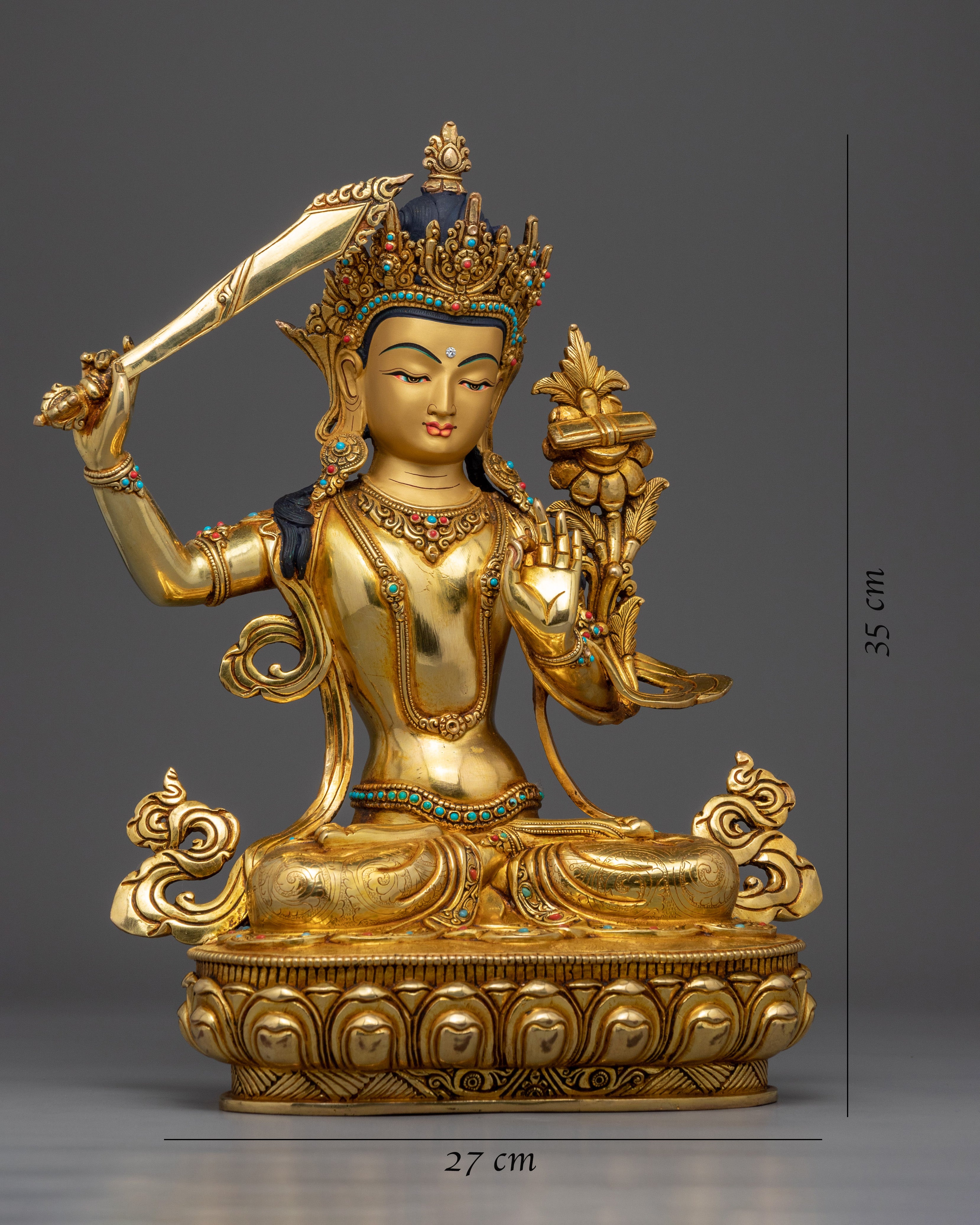 Tibetan Manjushri Bodhisattva Statue for Meditation | Himalayan Buddhist Art