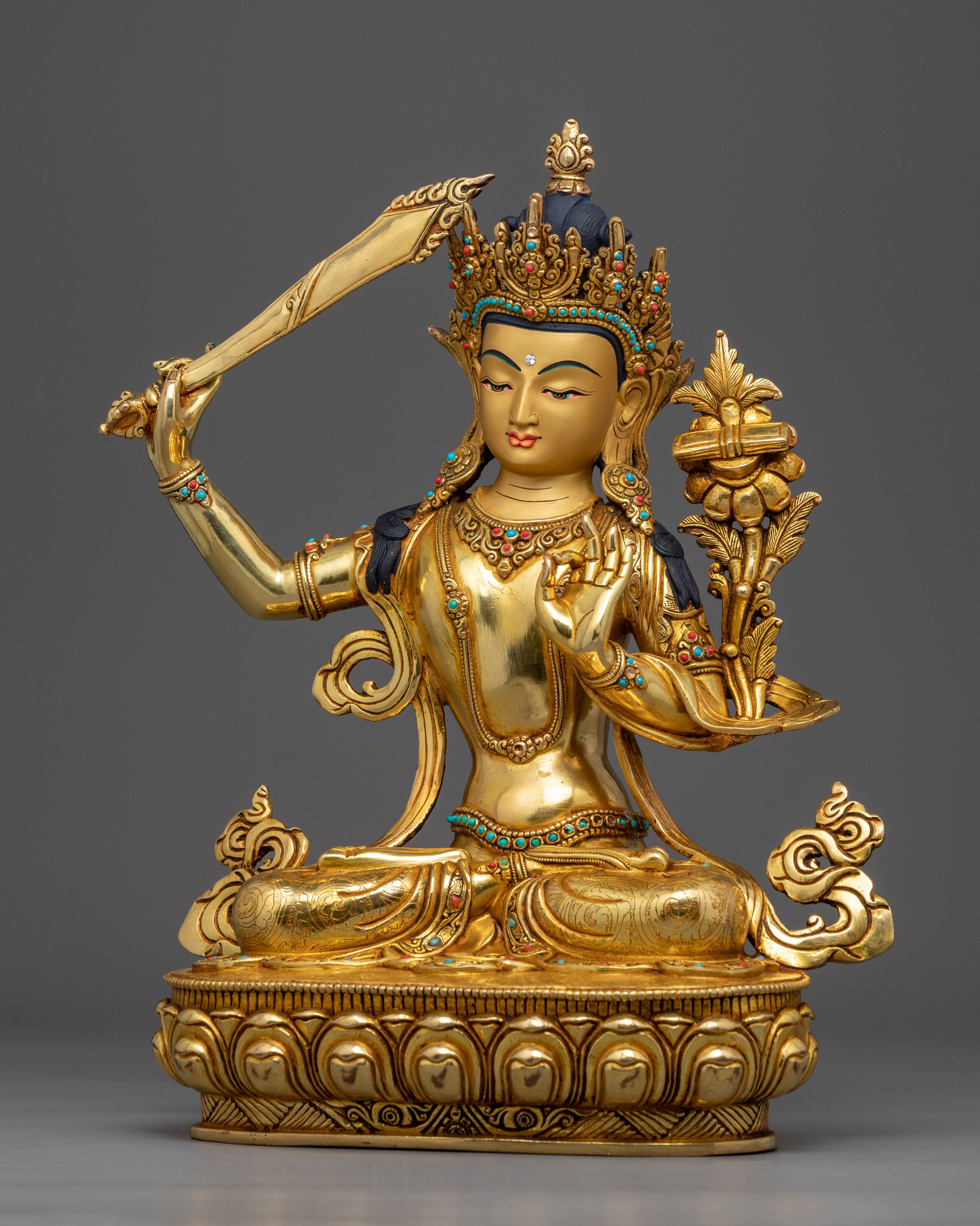 Tibetan Manjushri Bodhisattva Statue for Meditation | Himalayan Buddhist Art