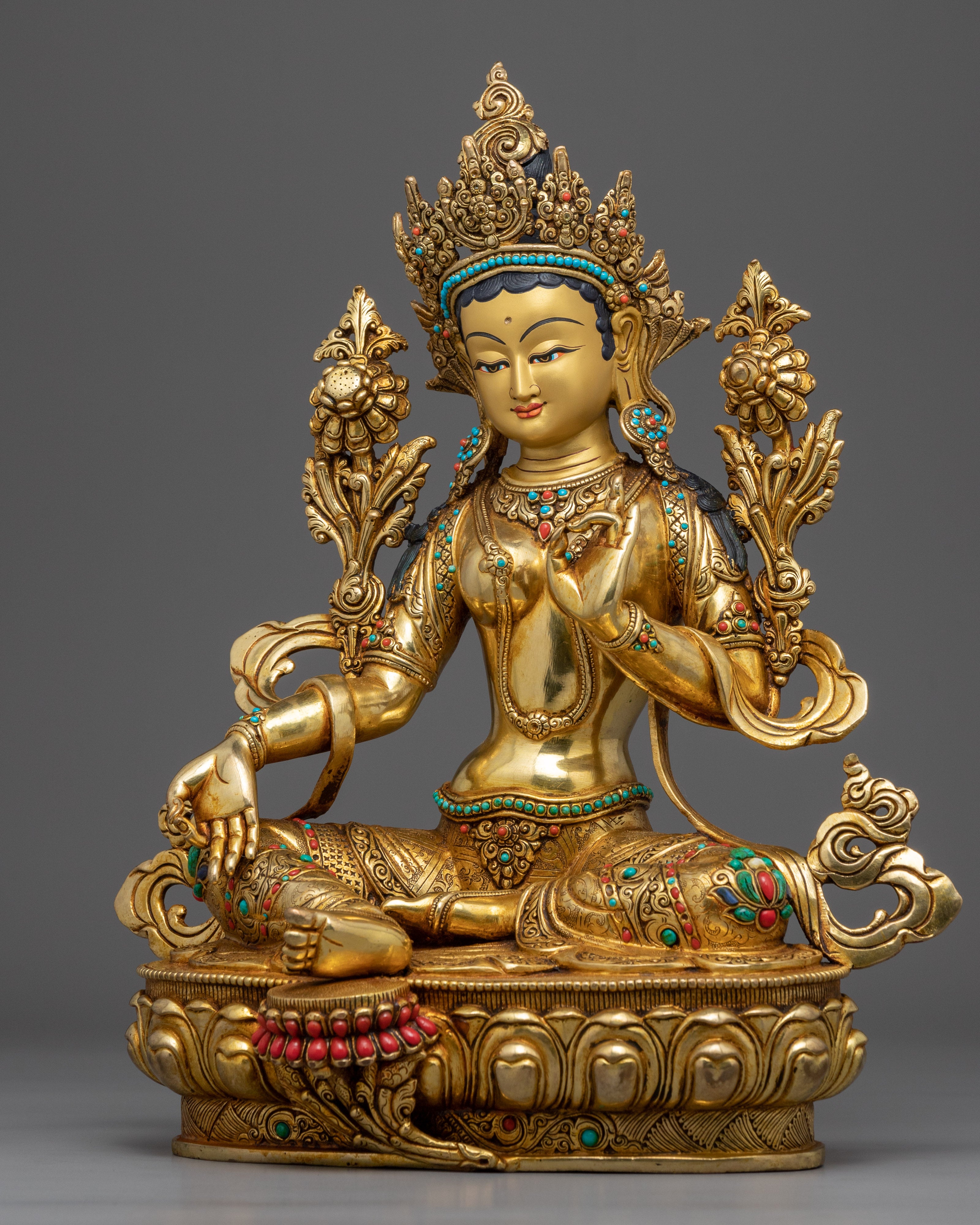 Beautiful Green Tara Sculpture | Handcrafted Buddhist Statue for Meditation
