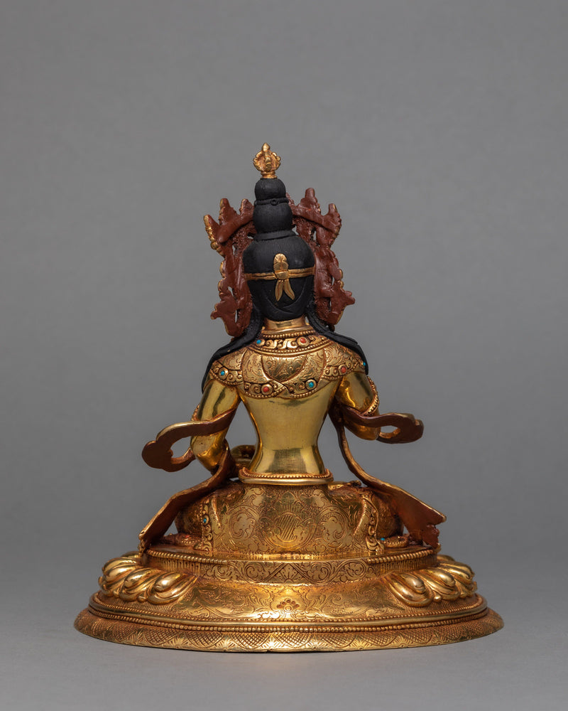 24K Gold Plated Vajrasattva Statue, Traditionally Hand Carved Dorje Sempa