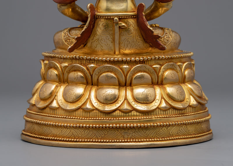 Gold Gilded Bodhisattva Statue Set | Hand Crafted Enlightened Deities of Buddhism