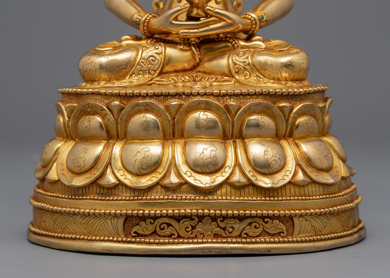Gold Gilded Bodhisattva Statue Set | Hand Crafted Enlightened Deities of Buddhism