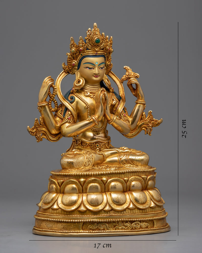 Gold Gilded Bodhisattva Statue Set | Hand Crafted Enlightened Deities of Buddhism