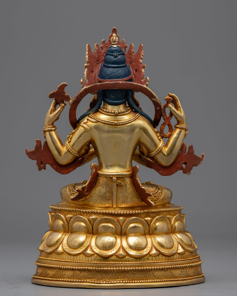 Gold Gilded Bodhisattva Statue Set | Hand Crafted Enlightened Deities of Buddhism