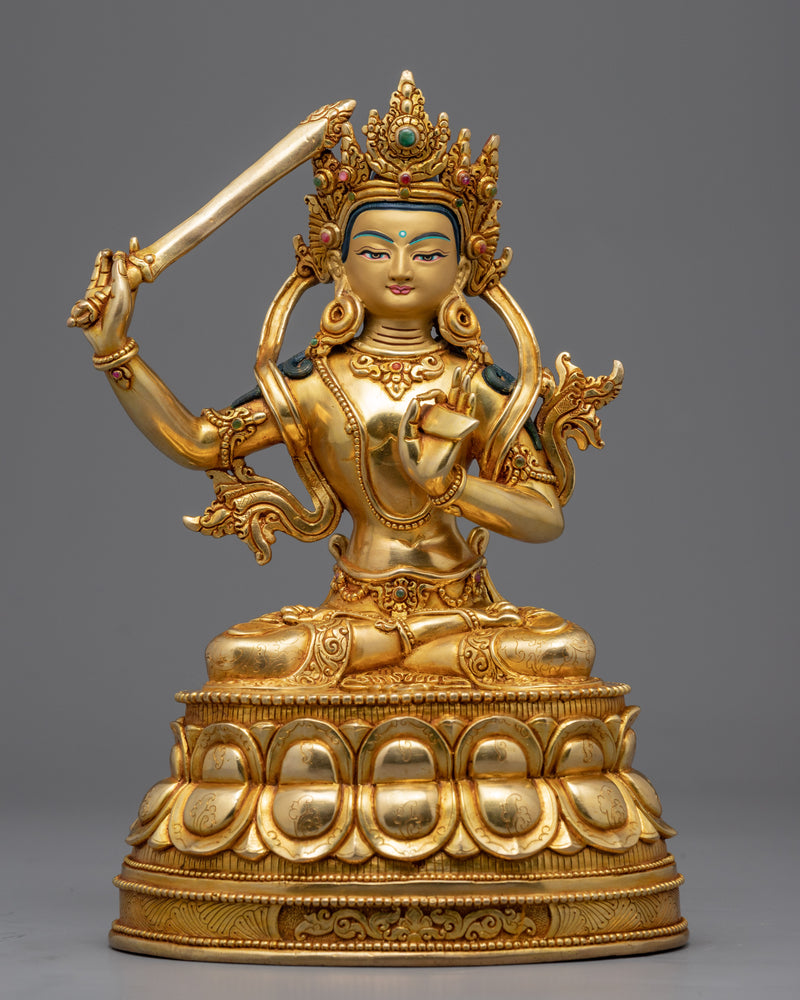 Gold Gilded Bodhisattva Statue Set | Hand Crafted Enlightened Deities of Buddhism