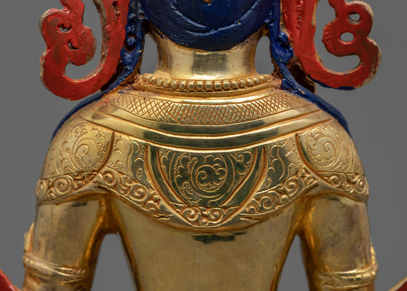 Gold Painted Amitayus Statue | Handmade Artwork of Nepal