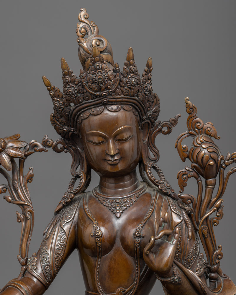 Green Tara Bronze Statue | Mother of Compassion | Female Goddess