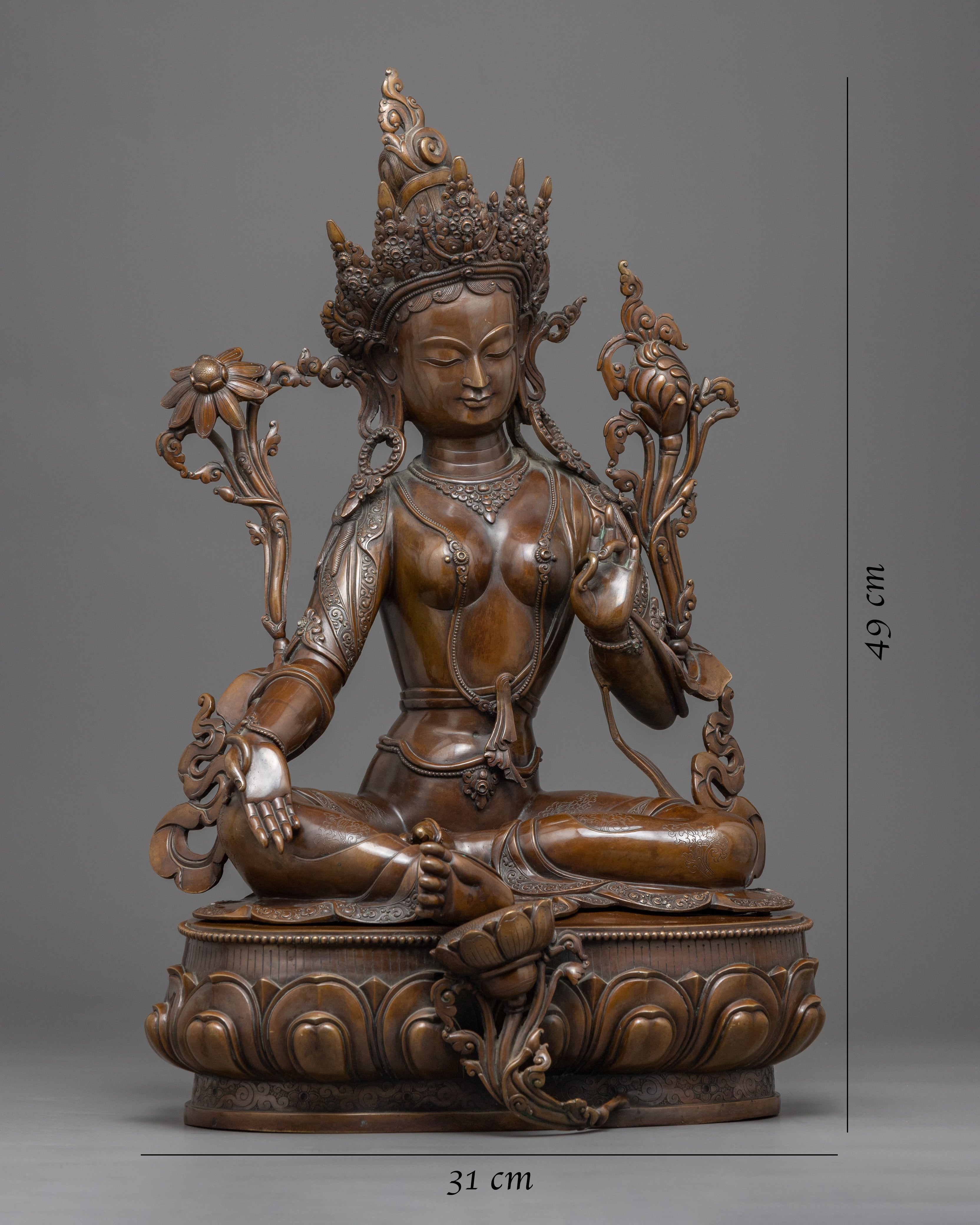 Green Tara Bronze Statue | Mother of Compassion | Female Goddess