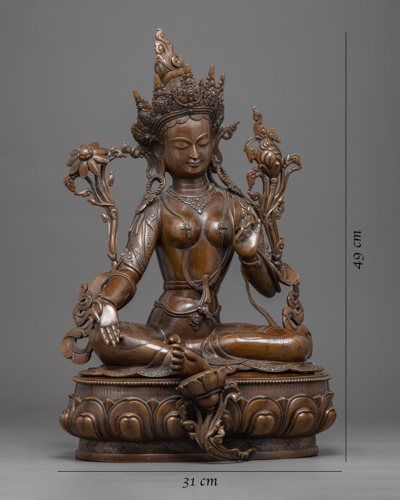 Green Tara Bronze Statue | Mother of Compassion | Female Goddess