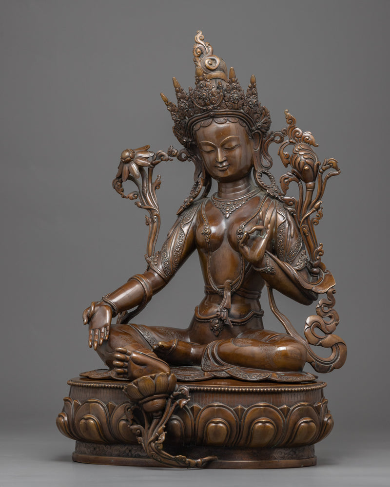 Green Tara Bronze Statue | Mother of Compassion | Female Goddess