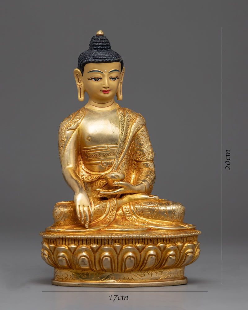Golden Buddha Statue | Small Handmade Shakyamuni Buddha Figurine