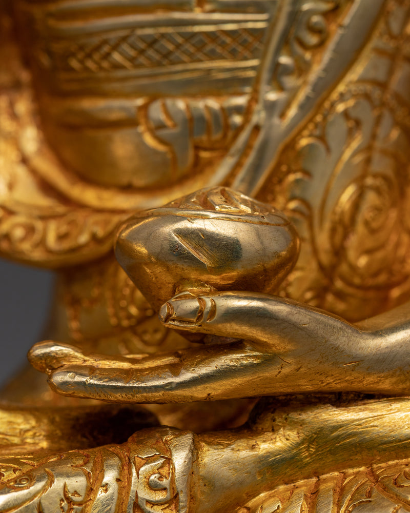 Golden Buddha Statue | Small Handmade Shakyamuni Buddha Figurine