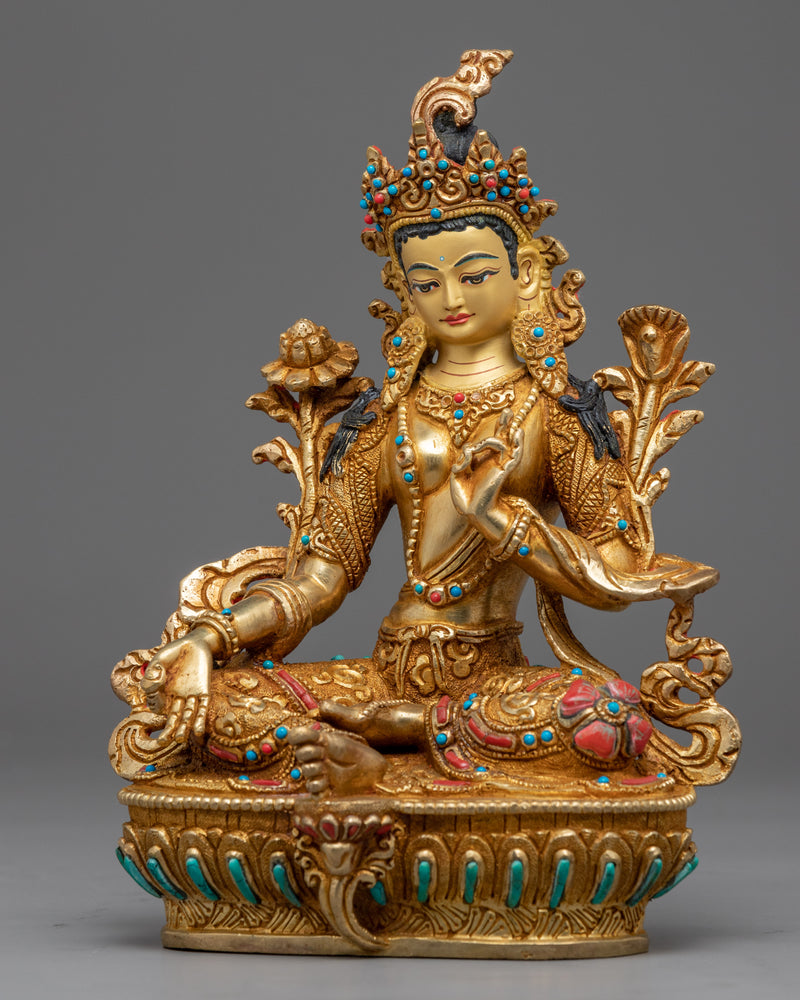 Green Tara Statues | Hand-Carved Himalayan Artwork of Mother Tara