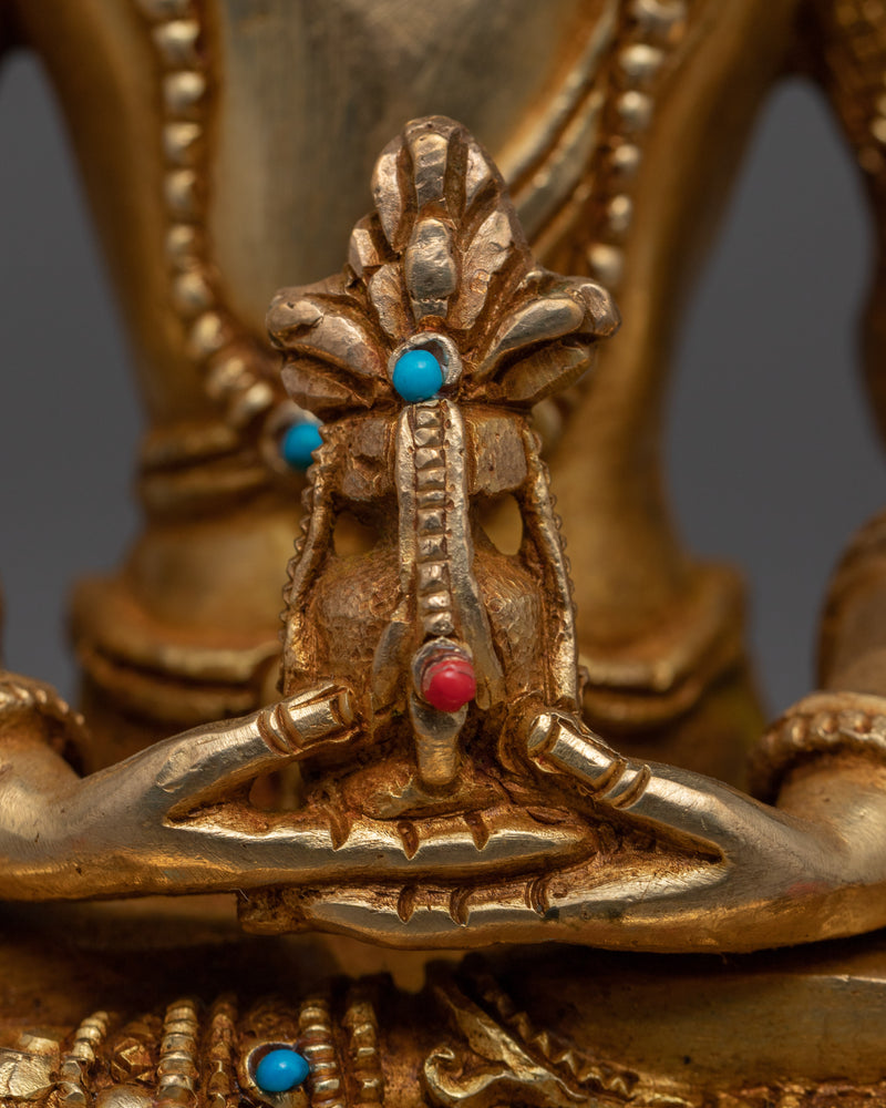 Amitayus Buddha of Infinite Life | Gold Gilded Nepali Figurine