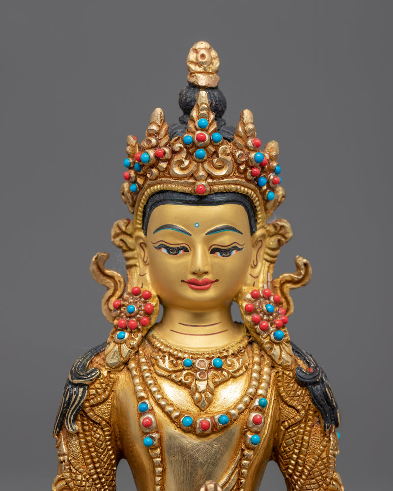 Amitayus Buddha of Infinite Life | Gold Gilded Nepali Figurine