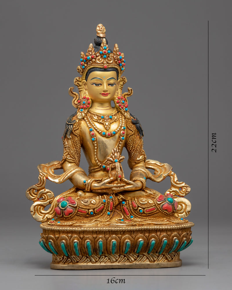 Amitayus Buddha of Infinite Life | Gold Gilded Nepali Figurine