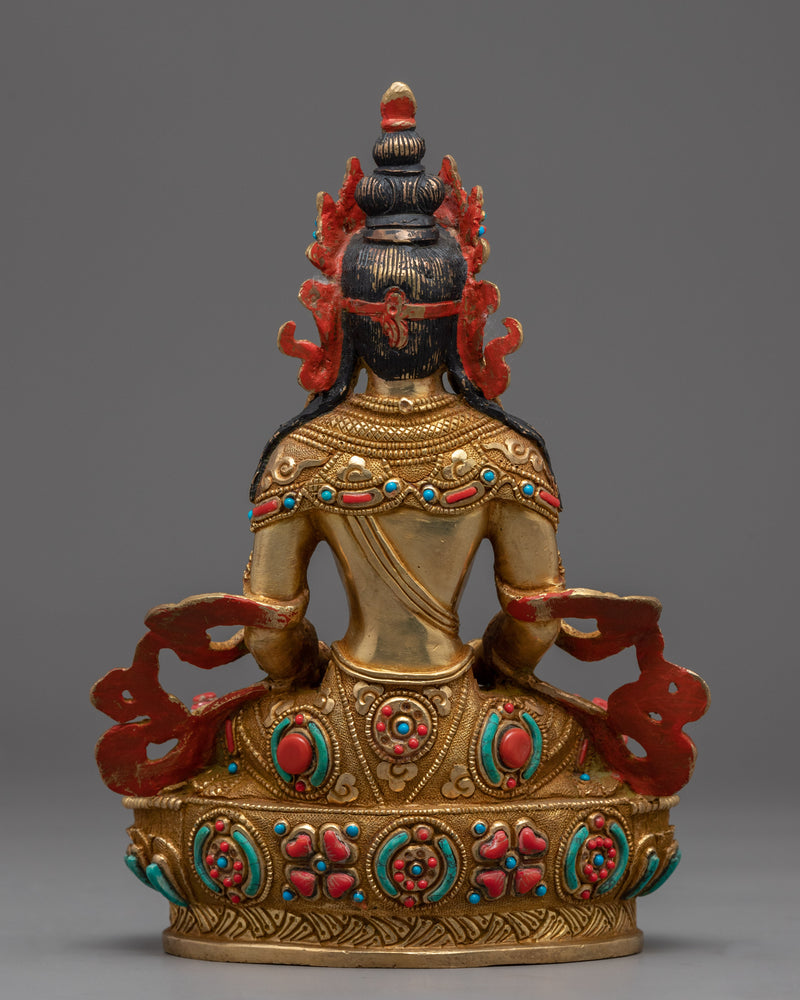 Amitayus Buddha of Infinite Life | Gold Gilded Nepali Figurine