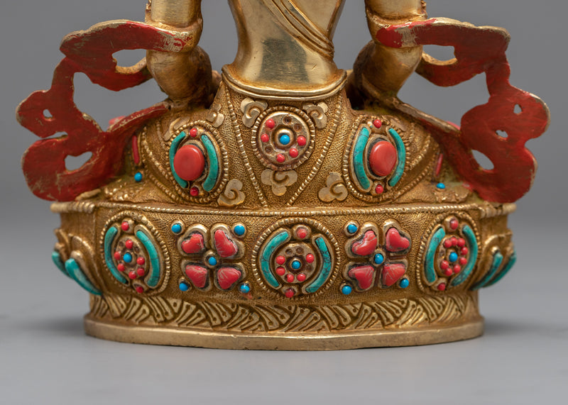 Amitayus Buddha of Infinite Life | Gold Gilded Nepali Figurine