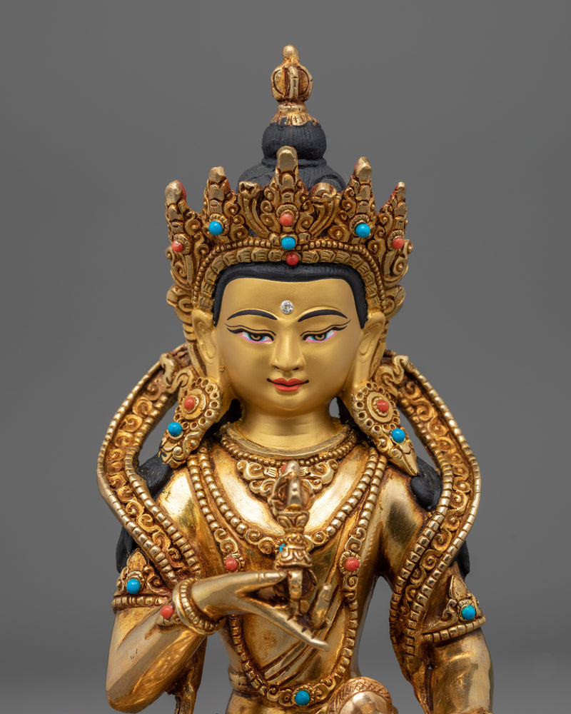 Guru Vajrasattva Statue | Traditional Gold Dorje Sempa Sculpture