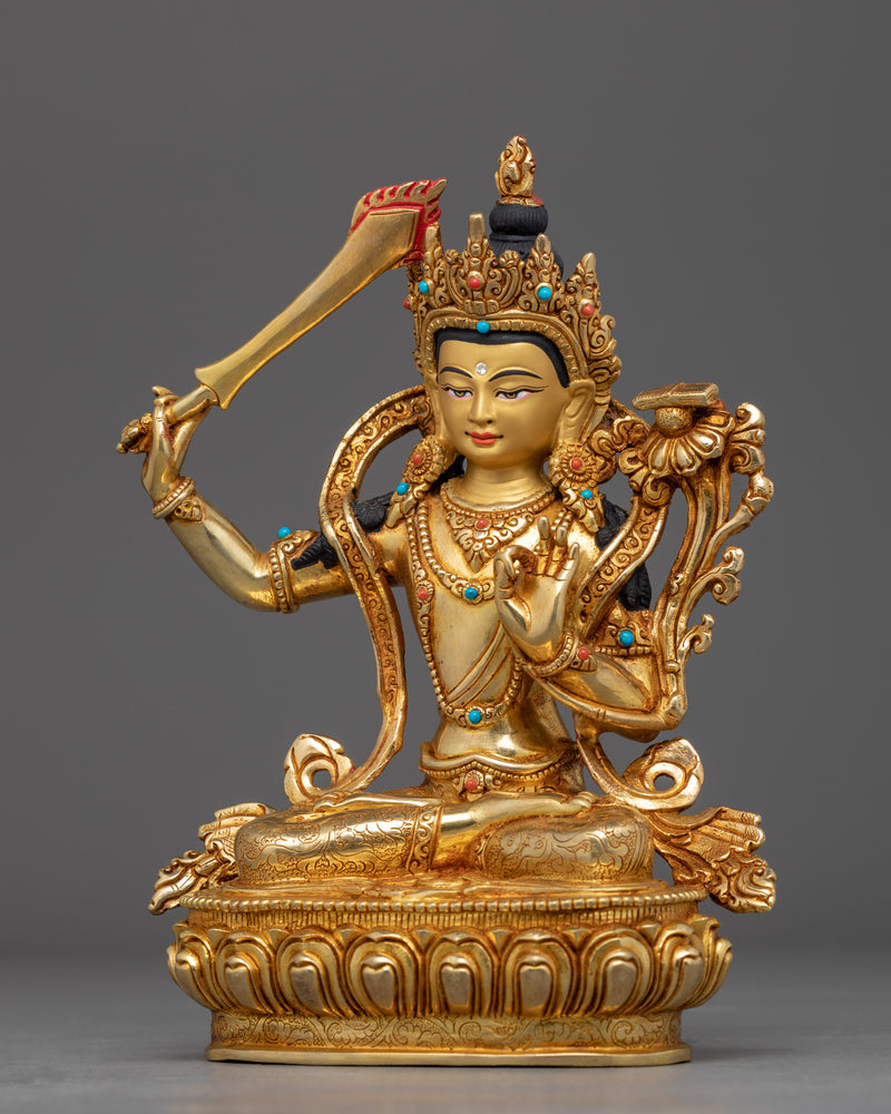 Manjushri Statue Tibetan | Handmade Bodhisattva Deity