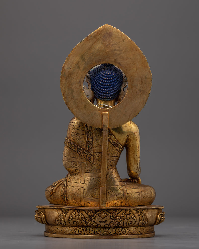 Crowned Buddha Shakyamuni Statue | Traditional Buddhist Statue with an Antique Finish