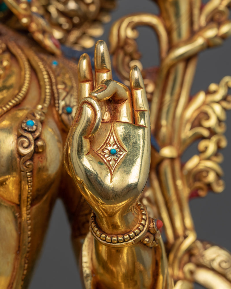 Statue of Green Tara | Tibetan: Sgrol-Ljang Handmade Sculpture