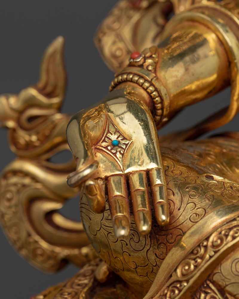 Statue of Green Tara | Tibetan: Sgrol-Ljang Handmade Sculpture