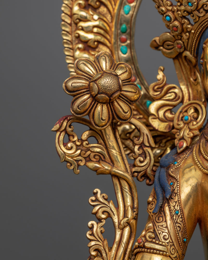 Statue of Green Tara | Tibetan: Sgrol-Ljang Handmade Sculpture