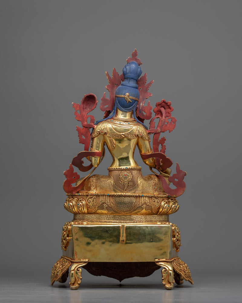 Statue of Green Tara | Tibetan: Sgrol-Ljang Handmade Sculpture