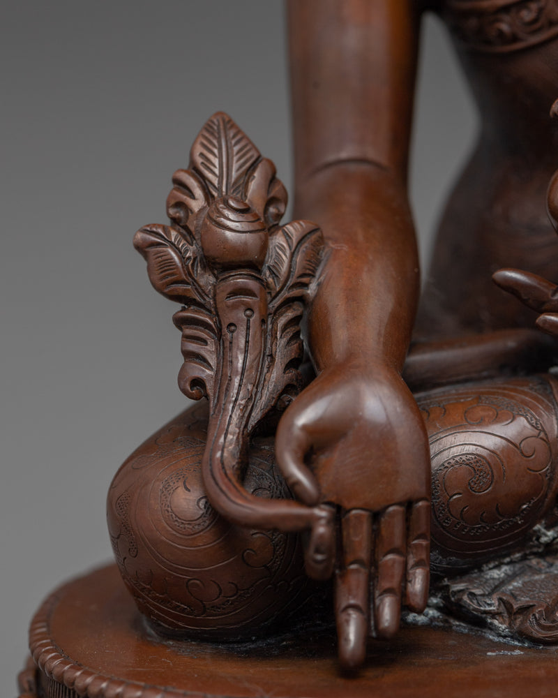 Buddha Medicine Statue | Handmade Bhaisajyaguru Copper Sculpture