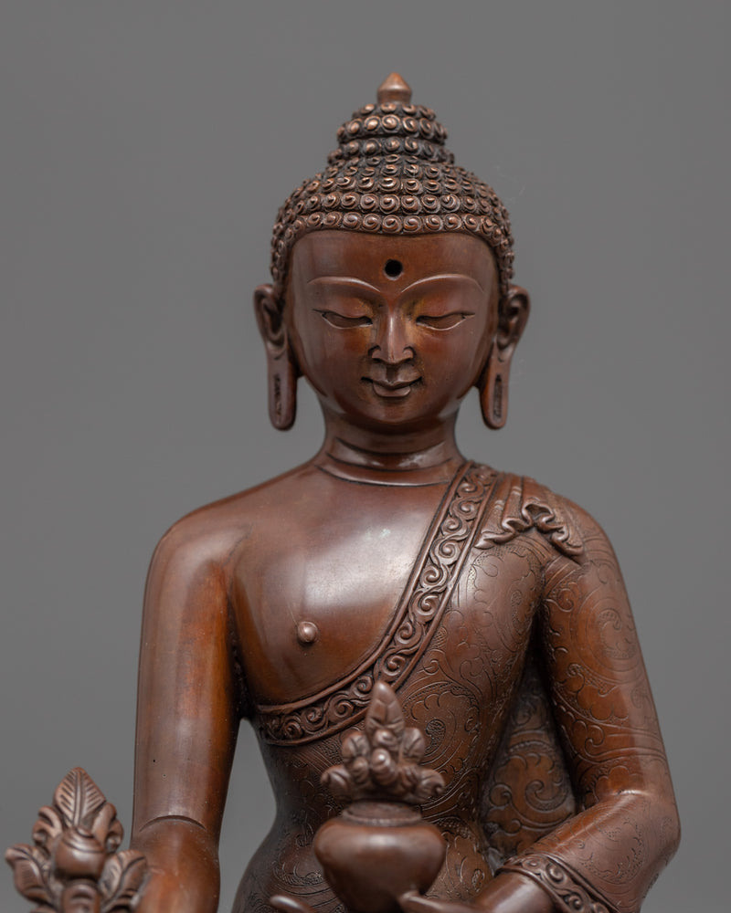 Buddha Medicine Statue | Handmade Bhaisajyaguru Copper Sculpture