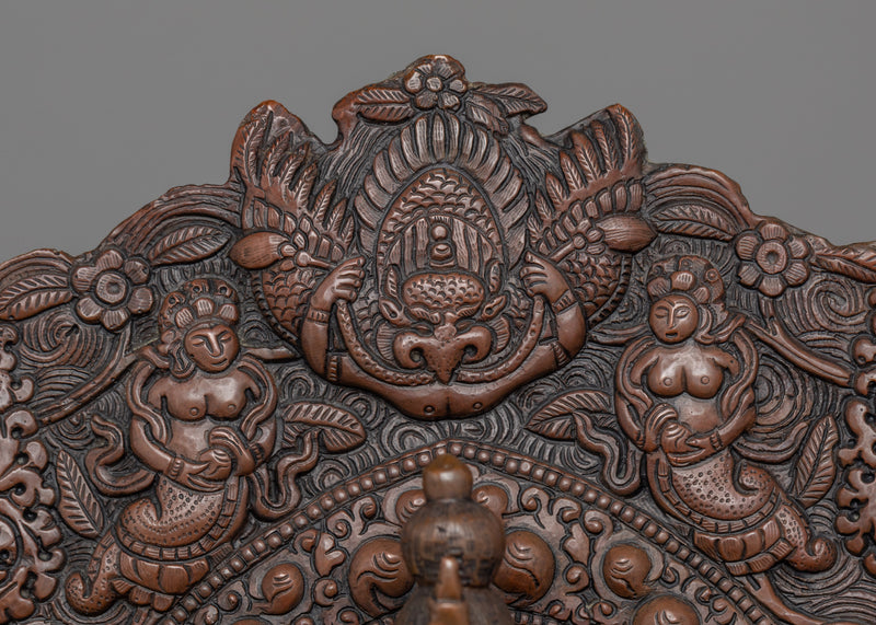 Statue of Maitreya Buddha on a Magnificent Throne | Handmade Copper Art